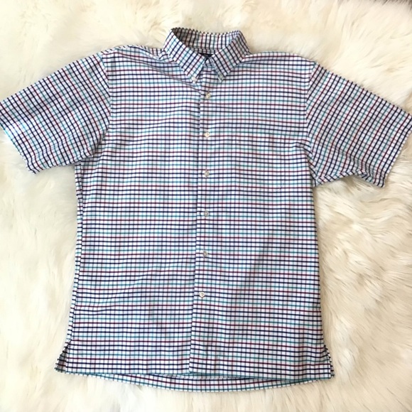 Outfitters by Lands End Men's Traditional Fit Plaid Short Sleeve Shirt Size Med - Picture 2 of 7
